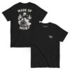 Black Varbridge t-shirt with “Made of More” outdoor kayaker graphic on the back and minimalist Vb logo on the front