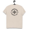 Varbridge Supply Co. t-shirt on hanger with compass-style back graphic