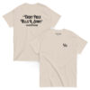 Flat lay of Varbridge t-shirt with “Every Piece Tells a Story” back print and Vb front logo